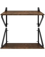 2 estantes de pared, madera y acero, 15kg, 60x20x33,5cm, madera oscura
