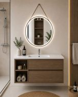 Mueble de baño con lavabo zeus sin espejo 80x40 cm izquierda fresno tea