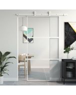 Puerta corredera vidrio templado y aluminio blanca 102,5x205 cm esxt1122