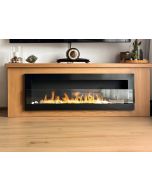 Chimenea bioetanol negra brillo 120x40 cm con cristal
