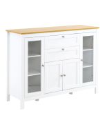 Aparador de cocina 120x40x90 cm mdf, vidrio templado color blanco Homcom