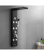 Auralum columna de ducha de hidromasaje negra pantalla lcd indicador de tem