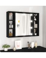 Mueble con espejo y LED negro 76x15x55 cm es2190