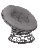 Asiento de ratán giratorio con un gran cojín, 92 x 80 x 80.5 cm, gris