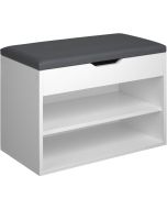 Banco zapatero para 6 pares y acolchado 60 x 30 x 43,5 cm, blanco
