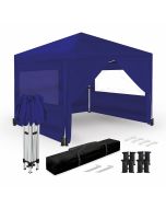Carpa plegable 3x3m – 4 paredes laterales – azul – jardín exteriores