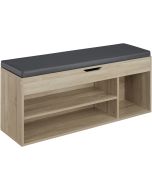 Banco zapatero para 9 pares y acolchado 104 x 30 x 49 cm, madera clara