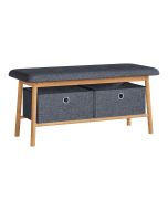 Banco zapatero vad 2 cajas 90x30x45cm bambú/gris [en.casa]