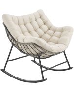 Tectake sillón mecedora, acero, cojín lavable, 93x99x89cm, beige