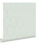 Estahome papel pintado arte deco menta verde claro y oro 53 cm x 10.05 m