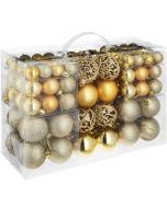 Conjunto de 100 bolas de navidad con cordón incluido, dorado