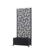 Tabique bernalda con jardinera acero 190x82x38cm - negro [casa.pro]