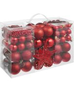 Conjunto de 86 bolas de navidad con cordón incluido, rojo