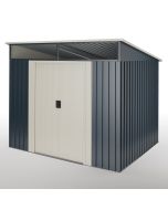 Caseta metálica de jardín 6,6m2 Wasabi – tragaluz - puerta corredera - gris
