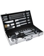 Cubertería para barbacoas de acero inoxidable 18 piezas y estuche gris
