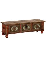 Baúl de madera artesanal rojo 150x45x46h cm