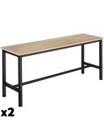 Set de 2 bancos de estilo industrial 108x325x50 cm madera clara