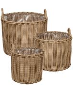Conjunto de 3 macetas de mimbre pendula 33/37/45 cm ratán sintético natural