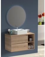 Mueble de baño zeus con lavabo y espejo redondo LED estepa 100 cm