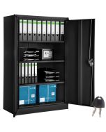 Tectake armario archivador 4 alturas, 140x90x40 cm, negro