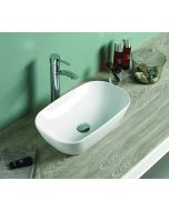 Lavabo cerámico sobre encimera, 46x23x12 cm, blanco