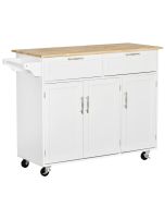 Isla de cocina 121x46x91 cm mdf, madera de caucho color blanco Homcom