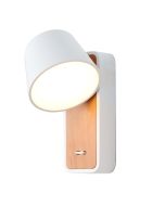 Aplique moderno aluminio blanco madera, foco lectura LED 6w