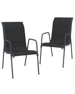 vidaXL sillas de jardín 2 unidades acero y textilene negro