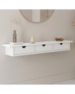 Consola mural con 3 cajones - blanca - 80x15x10 cm