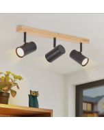 Nettlife lámpara  foco  negro 3 llamas gu10 madera moderna retro metal