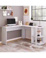 Escritorio esquinero en l con 2 estantes tablero blanco 75x140x140cm