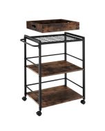 Carrito para cocina 3 estantes y ruedas 65x41,5x87 cm madera oscura