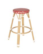 Oviala - taburete alto de jardín en aluminio y ratán sintético blanco rojo