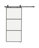 Puerta corredera 91.4x4x203.2 cm acero al carbono, vidrio templado Homcom