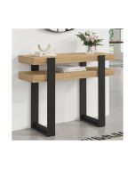 Consola doble industrial de madera negra - 100 cm