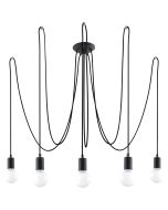 Candelabro edison 5 negro tela/acero 300x150x300cm