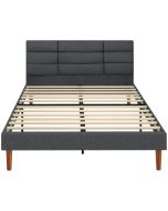 Estructura de cama 141x207x86 cm lino, madera de eucalipto color gris