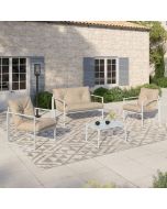 Salón de jardín bajo - 4 plazas - blanco beige
