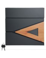 Buzón 37x36,5x11 cm antracita/madera acero ml-design