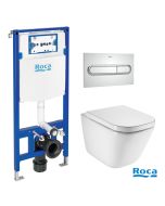 Roca duplo cisterna, pulsador pl1 cromo br con inodoro susp roca the gap