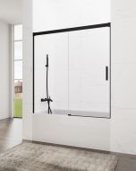 Mampara de bañera frontal + corredera basic 140-145cm transparente negro