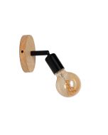 Aplique de pared de madera con casquillo E27, estilo vintage y rústico