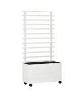 Jardinera con enrejado 76x30x155 cm madera de abeto color blanco Outsunny