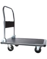 Carretilla de transporte con 4 ruedas hasta 300kg con mango plegable, negro