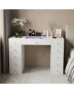 VANITII Tocador de maquillaje con luz rgb blanco 130 x 55 x 81 cm