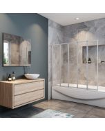 Aica mampara de bañera plegable,vidrio 4mm, gris mate,120x140cm
