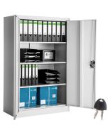 Tectake armario archivador cierre seguridad 4 alturas acero 140x90x40 cm gr