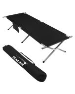 Cama de camping xl 210cm tumbona metal camilla plegable negra