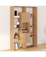 Estantería biblioteca de madera efecto listones con 11 compartimentos