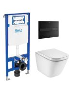Roca duplo cisterna y pulsador pl7 negro mat con inodoro roca the gap